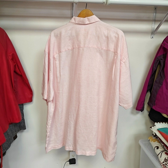 TOMMY BAHAMA Short Sleeve 100% Linen Shirt Beachy Bowling Style Pink Men's XXL - Picture 7 of 9